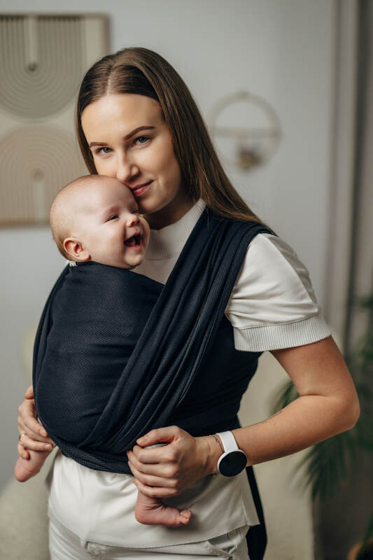 Baby Sling, Herringbone Weave (100% cotton) - LITTLE HERRINGBONE EBONY BLACK