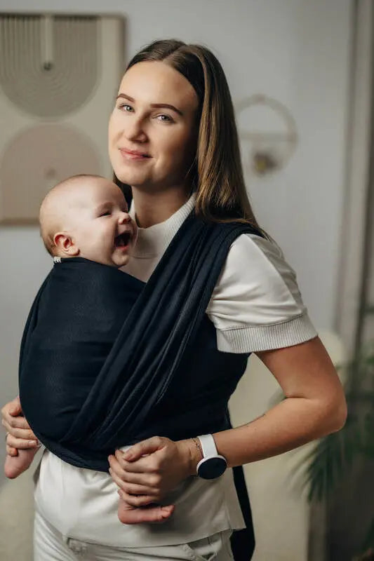 Baby Sling, Herringbone Weave (100% cotton) - LITTLE HERRINGBONE EBONY BLACK - Woven Baby Size - L-Size - M-Size - S-Size - XL-Size - XS   long_woven_wraps    #
