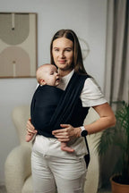Baby Sling, Herringbone Weave (100% cotton) - LITTLE HERRINGBONE EBONY BLACK - Woven Baby XS - 4   long_woven_wraps    #