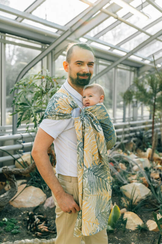 Ring Sling, Jacquard Weave (100% cotton), with gathered shoulder - RAINFOREST - SELVA - standard 1.8m