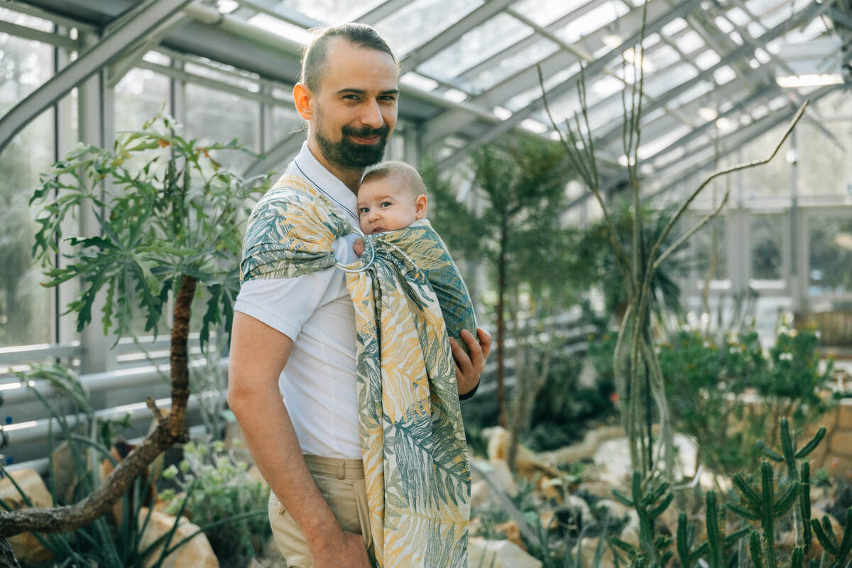 Ring Sling, Jacquard Weave (100% cotton), with gathered shoulder - RAINFOREST - SELVA - standard 1.8m - Woven Baby Title - Default Title   ring_slings    #
