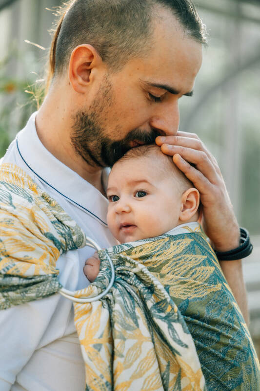 Ring Sling, Jacquard Weave (100% cotton), with gathered shoulder - RAINFOREST - SELVA - standard 1.8m - Woven Baby    ring_slings    #