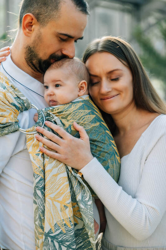 Ring Sling, Jacquard Weave (100% cotton), with gathered shoulder - RAINFOREST - SELVA - standard 1.8m (grade B) - Woven Baby Default Title   ring_slings    #