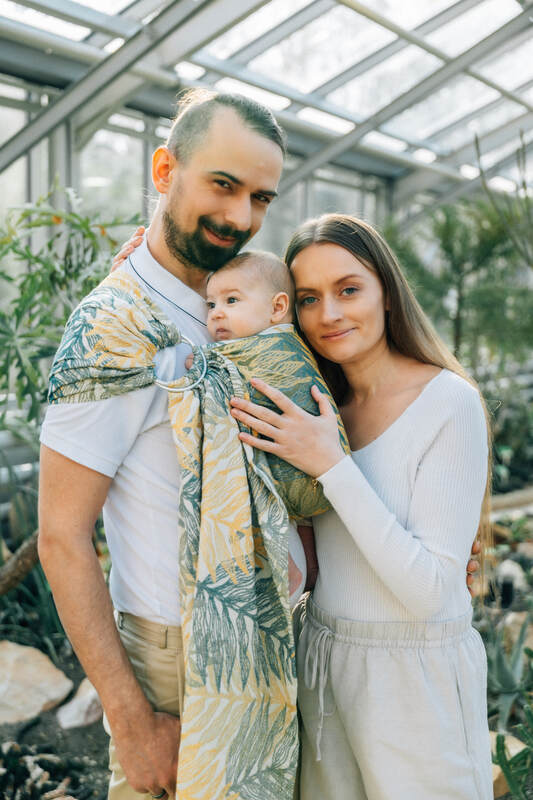 Ring Sling, Jacquard Weave (100% cotton), with gathered shoulder - RAINFOREST - SELVA - standard 1.8m - Woven Baby    ring_slings    #