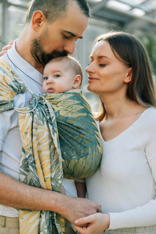 Ring Sling, Jacquard Weave (100% cotton), with gathered shoulder - RAINFOREST - SELVA - standard 1.8m (grade B) - Woven Baby Default Title   ring_slings    #