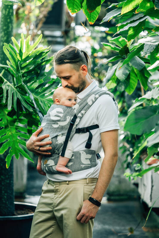 LennyLight Carrier, jacquard weave (68% cotton 16% linen 16% modal) - BIRDY - WHITE NOISE - Woven Baby Size - Standard   lenny_light    #
