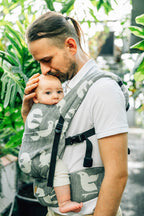 LennyLight Carrier, jacquard weave (68% cotton 16% linen 16% modal) - BIRDY - WHITE NOISE - Woven Baby Size - Standard   lenny_light    #