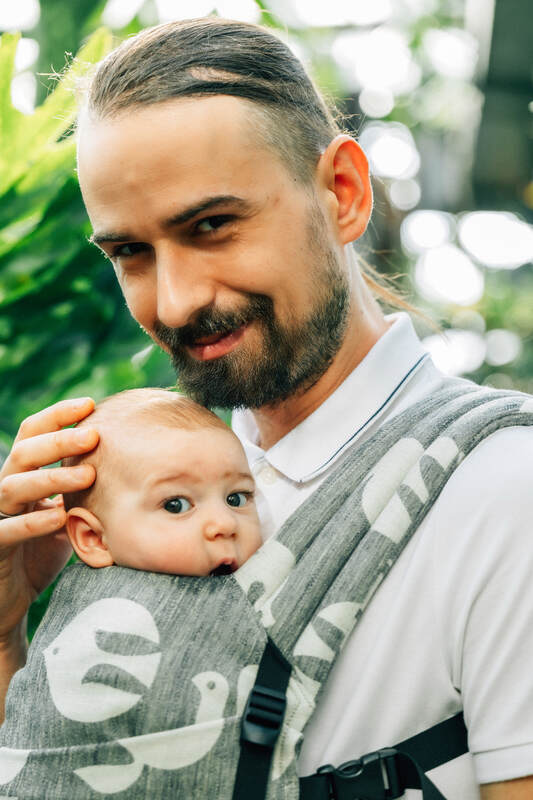 LennyLight Carrier, jacquard weave (68% cotton 16% linen 16% modal) - BIRDY - WHITE NOISE - Woven Baby Size - Standard   lenny_light    #