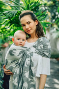 Ring Sling, Jacquard Weave (68% cotton 16% linen 16% modal), with gathered shoulder - BIRDY - WHITE NOISE - standard 1.8m - Woven Baby    ring_slings    #