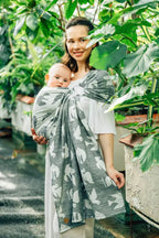 Ring Sling, Jacquard Weave (68% cotton 16% linen 16% modal), with gathered shoulder - BIRDY - WHITE NOISE - standard 1.8m - Woven Baby    ring_slings    #