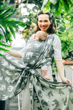 Baby Wrap, Jacquard Weave (68% cotton 16% linen 16% modal) - BIRDY - WHITE NOISE - Woven Baby XS - 4   long_woven_wraps    #