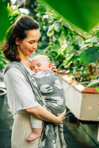 Baby Wrap, Jacquard Weave (68% cotton 16% linen 16% modal) - BIRDY - WHITE NOISE - Woven Baby XS - 4   long_woven_wraps    #