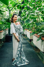 Baby Wrap, Jacquard Weave (68% cotton 16% linen 16% modal) - BIRDY - WHITE NOISE - Woven Baby XS - 4   long_woven_wraps    #