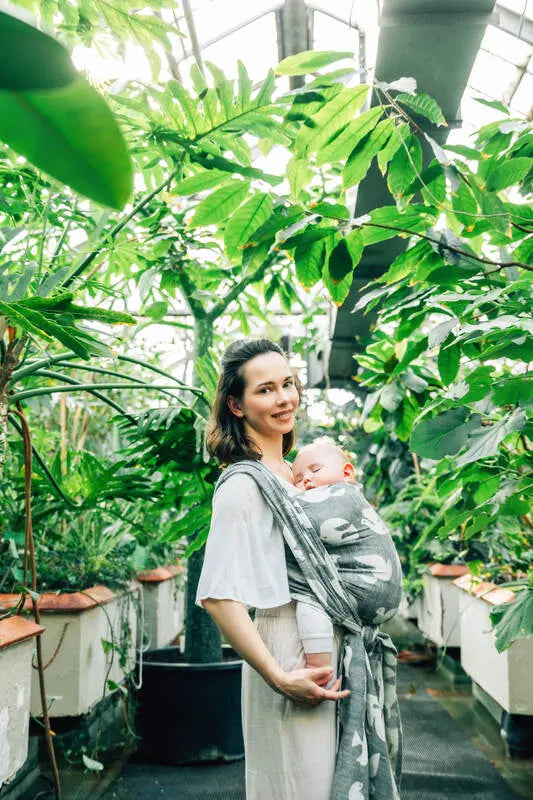 Baby Wrap, Jacquard Weave (68% cotton 16% linen 16% modal) - BIRDY - WHITE NOISE - Woven Baby XS - 4   long_woven_wraps    #