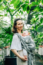 Baby Wrap, Jacquard Weave (68% cotton 16% linen 16% modal) - BIRDY - WHITE NOISE - Woven Baby XS - 4   long_woven_wraps    #