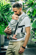 LennyLight Carrier, jacquard weave (68% cotton 16% linen 16% modal) - BIRDY - WHITE NOISE - Woven Baby Size - Standard   lenny_light    #