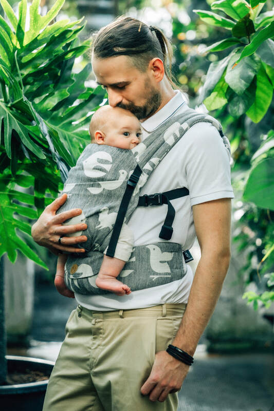 LennyLight Carrier, jacquard weave (68% cotton 16% linen 16% modal) - BIRDY - WHITE NOISE - Woven Baby Size - Standard   lenny_light    #