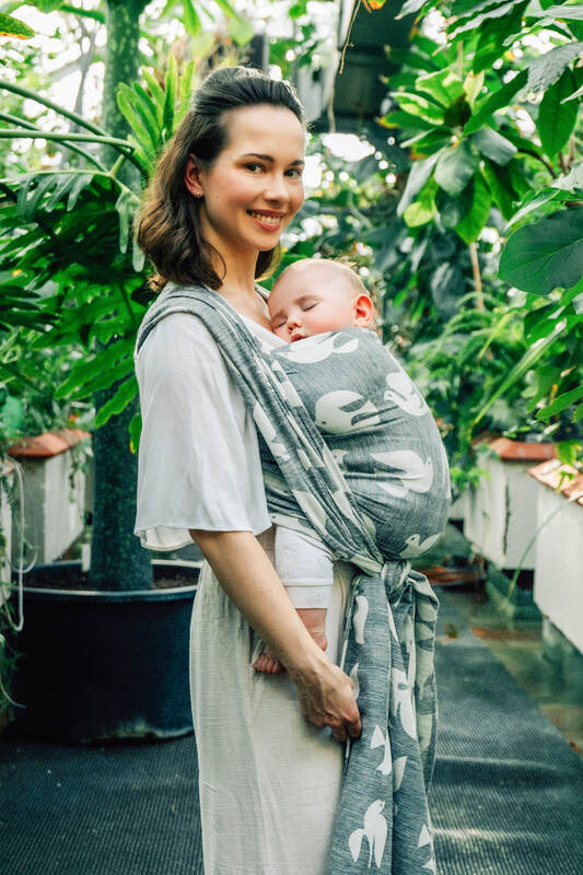 Baby Wrap, Jacquard Weave (68% cotton 16% linen 16% modal) - BIRDY - WHITE NOISE