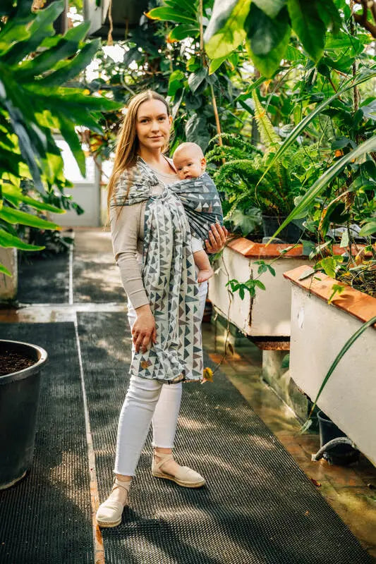 Ring Sling, Jacquard Weave (77% cotton, 23% lyocell), with gathered shoulder - EAGLE ROCKS - HIKE - standard 1.8m - Woven Baby    ring_slings    #