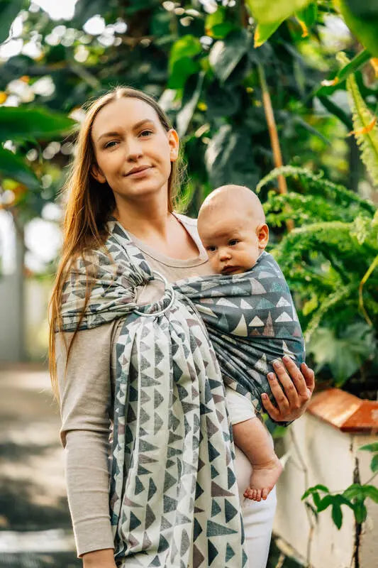 Ring Sling, Jacquard Weave (77% cotton, 23% lyocell), with gathered shoulder - EAGLE ROCKS - HIKE - standard 1.8m - Woven Baby    ring_slings    #