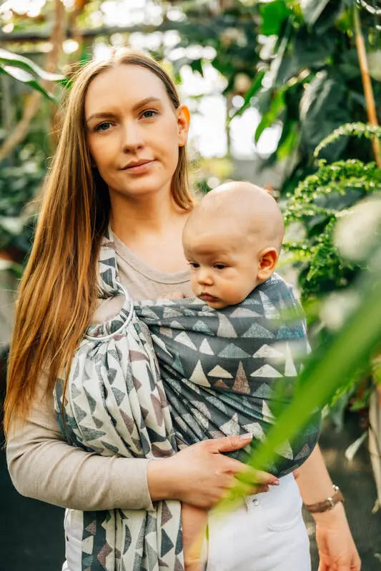 Ring Sling, Jacquard Weave (77% cotton, 23% lyocell), with gathered shoulder - EAGLE ROCKS - HIKE - standard 1.8m - Woven Baby    ring_slings    #