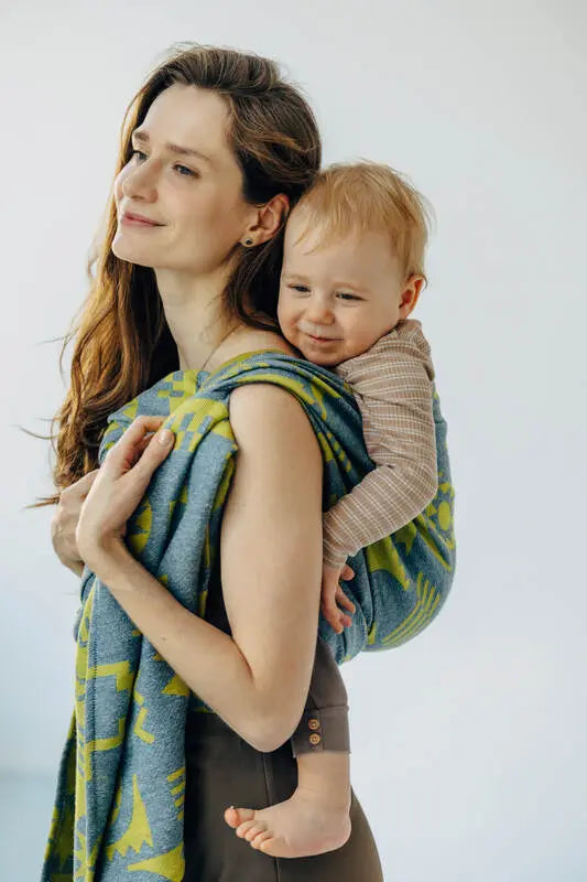 Baby Wrap, Jacquard Weave (37% combed cotton, 28% merino wool, 23% noil silk, 8% mulberry silk, 4% cashmere) - EXPERIMENT no. 32 - Woven Baby Size - M   long_woven_wraps    #