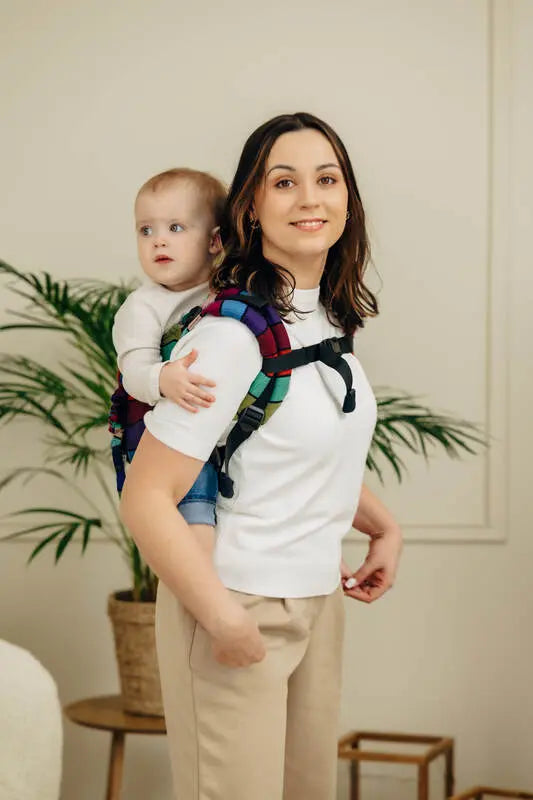 Lenny Buckle Onbuhimo PRO baby carrier, broken-twill weave (100% cotton) - CAROUSEL OF COLORS - Woven Baby Size - Standard-Size - Toddler   buckle_onbu_pro_carriers    #