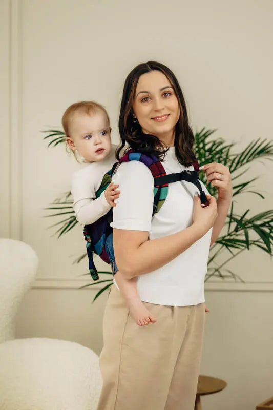 Lenny Buckle Onbuhimo PRO baby carrier, broken-twill weave (100% cotton) - CAROUSEL OF COLORS - Woven Baby Size - Standard-Size - Toddler   buckle_onbu_pro_carriers    #