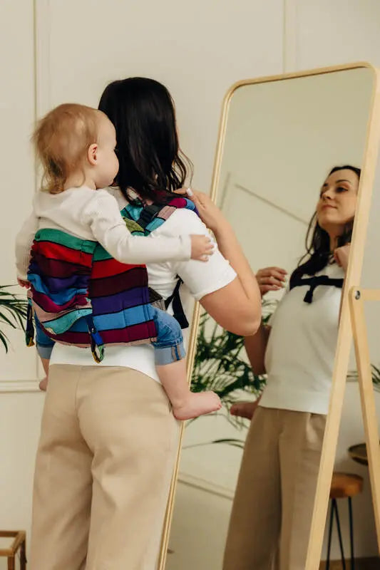 Lenny Buckle Onbuhimo PRO baby carrier, broken-twill weave (100% cotton) - CAROUSEL OF COLORS - Woven Baby Size - Standard-Size - Toddler   buckle_onbu_pro_carriers    #