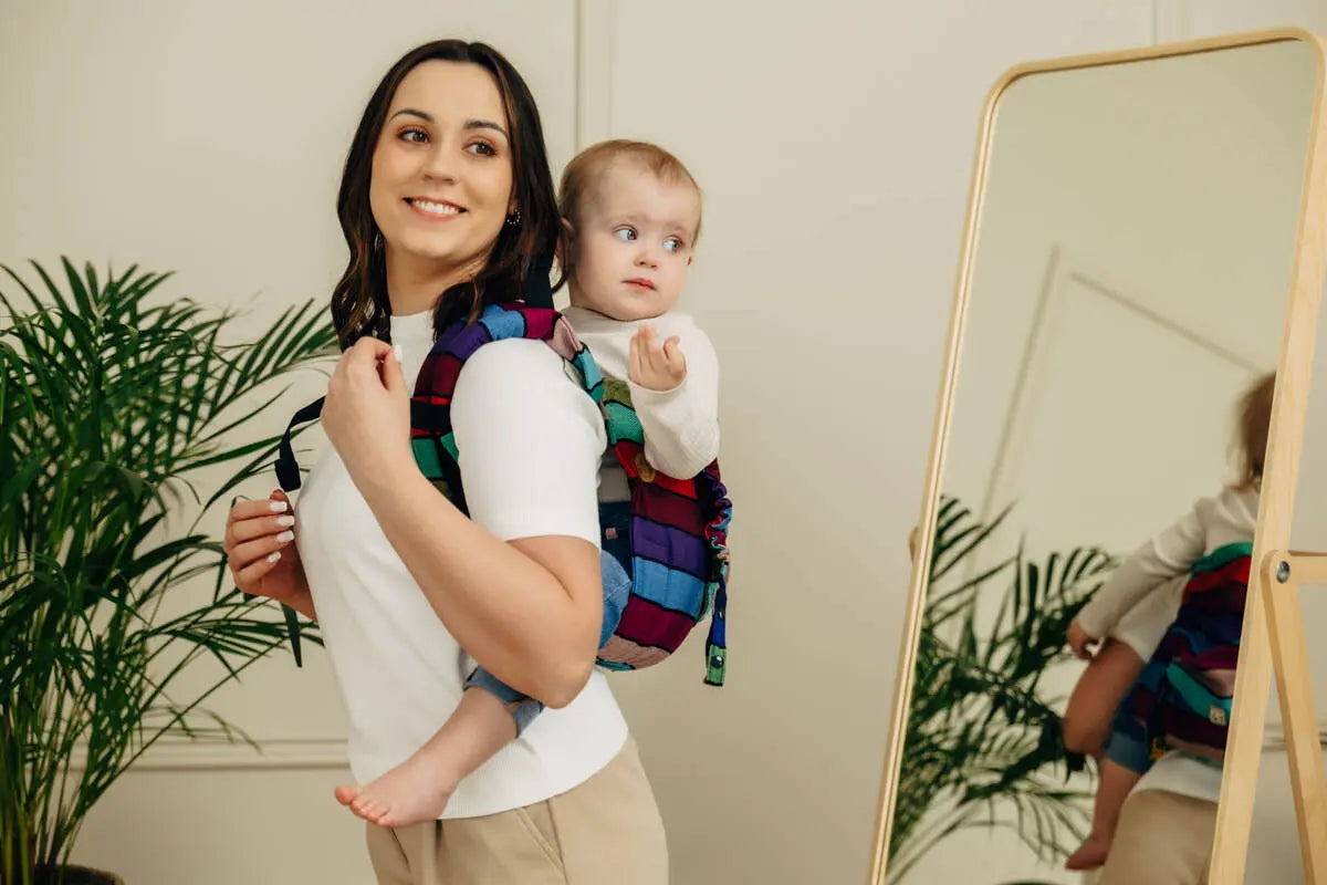 Lenny Buckle Onbuhimo PRO baby carrier, broken-twill weave (100% cotton) - CAROUSEL OF COLORS - Woven Baby Standard   buckle_onbu_pro_carriers    #