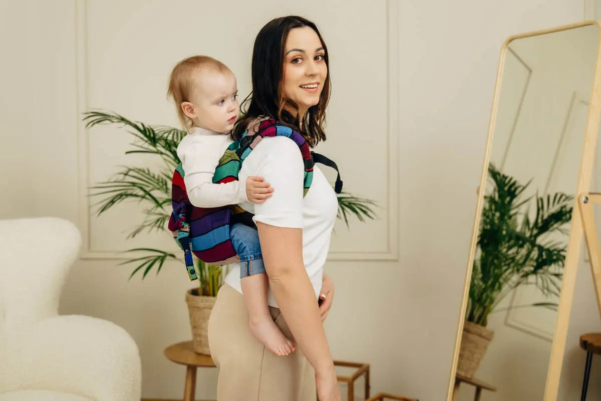 Lenny Buckle Onbuhimo PRO baby carrier, broken-twill weave (100% cotton) - CAROUSEL OF COLORS - Woven Baby Size - Standard-Size - Toddler   buckle_onbu_pro_carriers    #