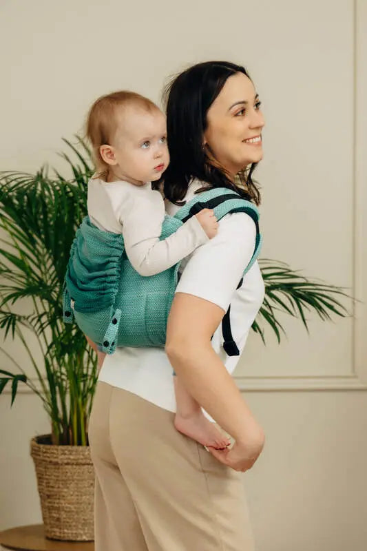Lenny Buckle Onbuhimo PRO baby carrier, herringbone weave (100% cotton) - LITTLE HERRINGBONE OMBRE GREEN - Woven Baby Preschool   buckle_onbu_pro_carriers    #