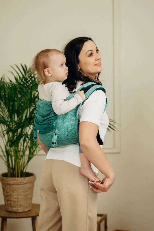 Lenny Buckle Onbuhimo PRO baby carrier, herringbone weave (100% cotton) - LITTLE HERRINGBONE OMBRE GREEN - Woven Baby Preschool   buckle_onbu_pro_carriers    #