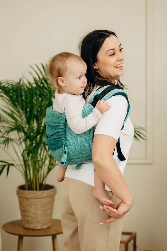 Lenny Buckle Onbuhimo PRO baby carrier, herringbone weave (100% cotton) - LITTLE HERRINGBONE OMBRE GREEN - Woven Baby Preschool   buckle_onbu_pro_carriers    #