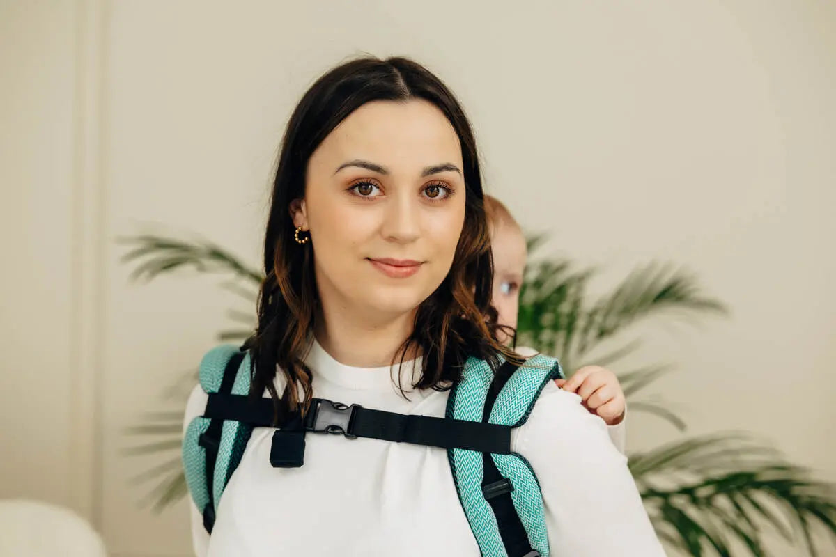 Lenny Buckle Onbuhimo PRO baby carrier, herringbone weave (100% cotton) - LITTLE HERRINGBONE OMBRE GREEN - Woven Baby Preschool   buckle_onbu_pro_carriers    #