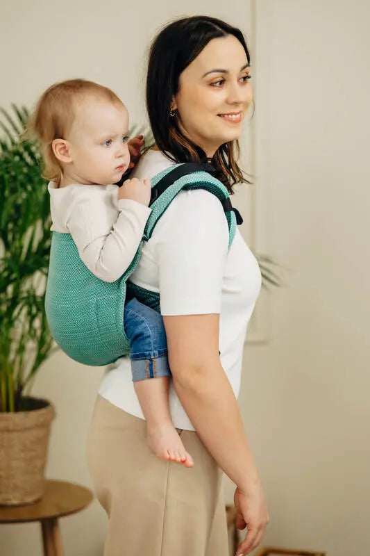 Lenny Buckle Onbuhimo PRO baby carrier, herringbone weave (100% cotton) - LITTLE HERRINGBONE OMBRE GREEN - Woven Baby Preschool   buckle_onbu_pro_carriers    #