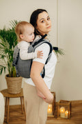 Lenny Buckle Onbuhimo PRO baby carrier, herringbone weave (100% cotton) - LITTLE HERRINGBONE OMBRE GREY
