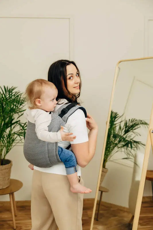 Lenny Buckle Onbuhimo PRO baby carrier, herringbone weave (100% cotton) - LITTLE HERRINGBONE OMBRE GREY - Woven Baby Standard   buckle_onbu_pro_carriers    #