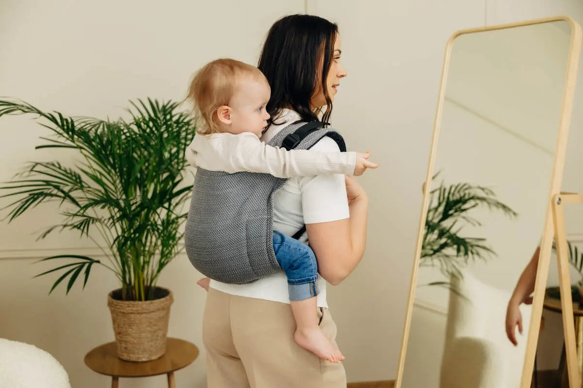 Lenny Buckle Onbuhimo PRO baby carrier, herringbone weave (100% cotton) - LITTLE HERRINGBONE OMBRE GREY - Woven Baby Standard   buckle_onbu_pro_carriers    #