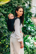Lenny Buckle Onbuhimo PRO baby carrier, jacquard weave (59% cotton, 41% merino wool) - PEACOCK'S TAIL - PITCH BLACK - Woven Baby Baby   buckle_onbu_pro_carriers    #