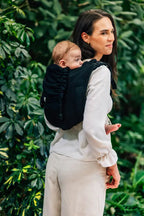 Lenny Buckle Onbuhimo PRO baby carrier, jacquard weave (59% cotton, 41% merino wool) - PEACOCK'S TAIL - PITCH BLACK - Woven Baby Preschool   buckle_onbu_pro_carriers    #