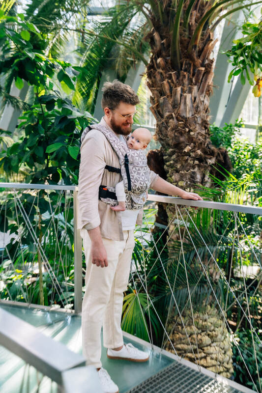 LennyLight Carrier, jacquard weave, (55% cotton, 45% TENCEL™ Lyocell) - HEXAFLOWERS - MIRROR (grade B) - Woven Baby Size - Standard   lenny_light    #