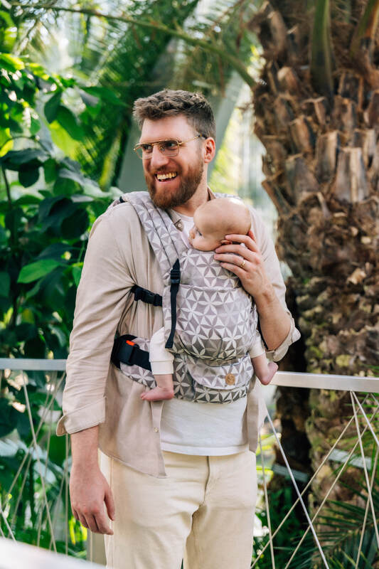 LennyLight Carrier, jacquard weave, (55% cotton, 45% TENCEL™ Lyocell) - HEXAFLOWERS - MIRROR (grade B) - Woven Baby Size - Standard   lenny_light    #
