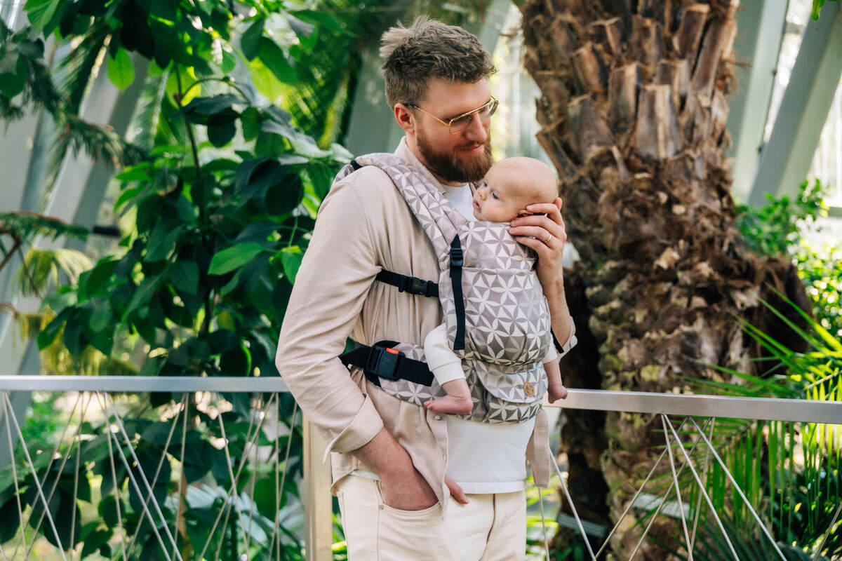 LennyLight Carrier, jacquard weave, (55% cotton, 45% TENCEL™ Lyocell) - HEXAFLOWERS - MIRROR (grade B) - Woven Baby Size - Standard   lenny_light    #