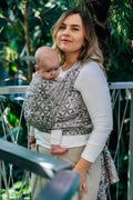 Baby Wrap, Jacquard Weave (55% cotton, 45% TENCEL™ Lyocell) - HEXAFLOWERS - MIRROR (grade B) - Woven Baby Size - M   long_woven_wraps    #