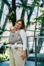 Baby Wrap, Jacquard Weave (55% cotton, 45% TENCEL™ Lyocell) - HEXAFLOWERS - MIRROR (grade B) - Woven Baby Size - M   long_woven_wraps    #