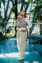 Baby Wrap, Jacquard Weave (55% cotton, 45% TENCEL™ Lyocell) - HEXAFLOWERS - MIRROR (grade B) - Woven Baby Size - M   long_woven_wraps    #