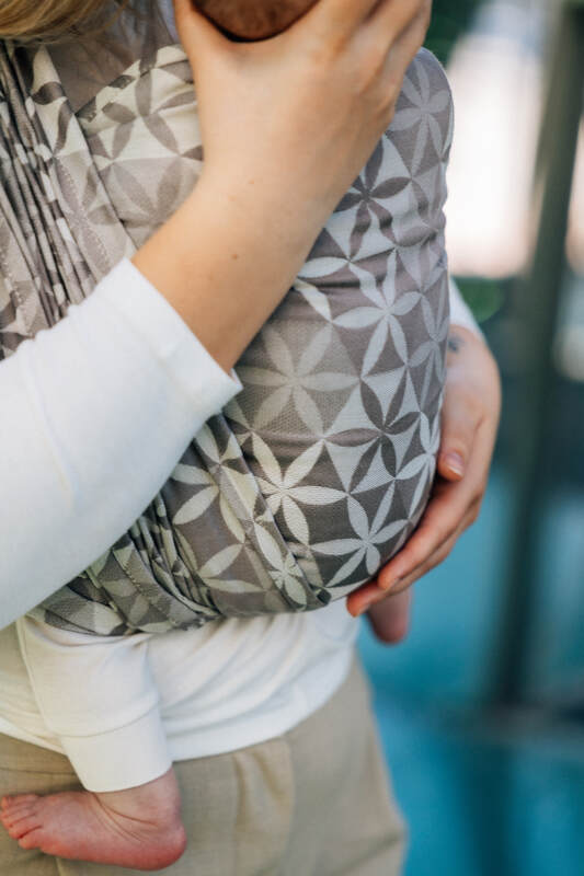 Baby Wrap, Jacquard Weave (55% cotton, 45% TENCEL™ Lyocell) - HEXAFLOWERS - MIRROR (grade B) - Woven Baby Size - M   long_woven_wraps    #
