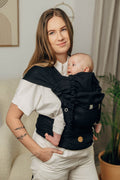 My First Baby Carrier - LennyHybrid Half Buckle, herringbone weave 100% cotton - LITTLE HERRINGBONE EBONY BLACK