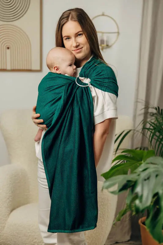 Ring Sling - EMERALD - 100% Cotton - Herringbone Weave -  with gathered shoulder - standard 1.8m - Woven Baby    ring_slings    #